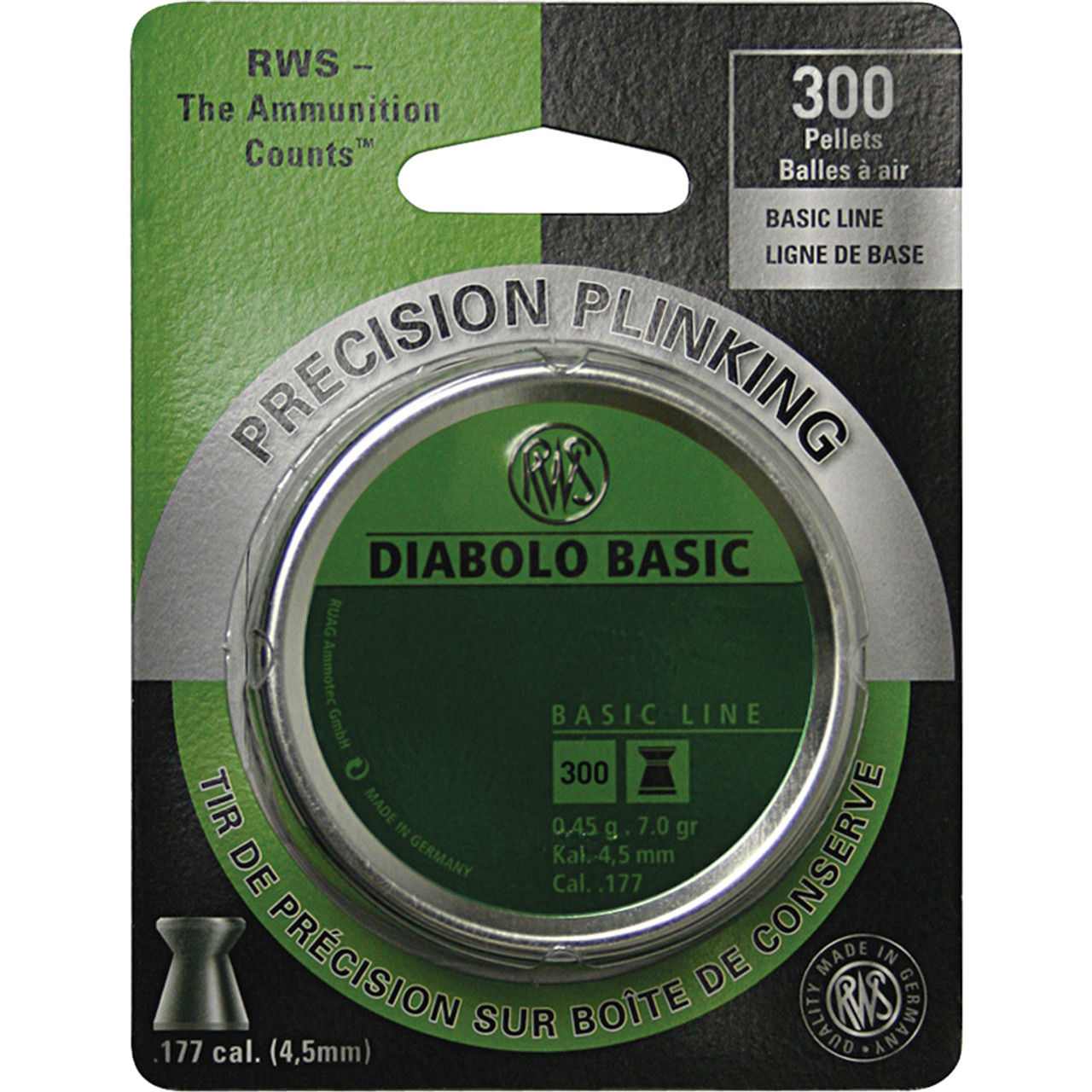 RWS Diabolo Basic Line .177 Pellets 300 ct.