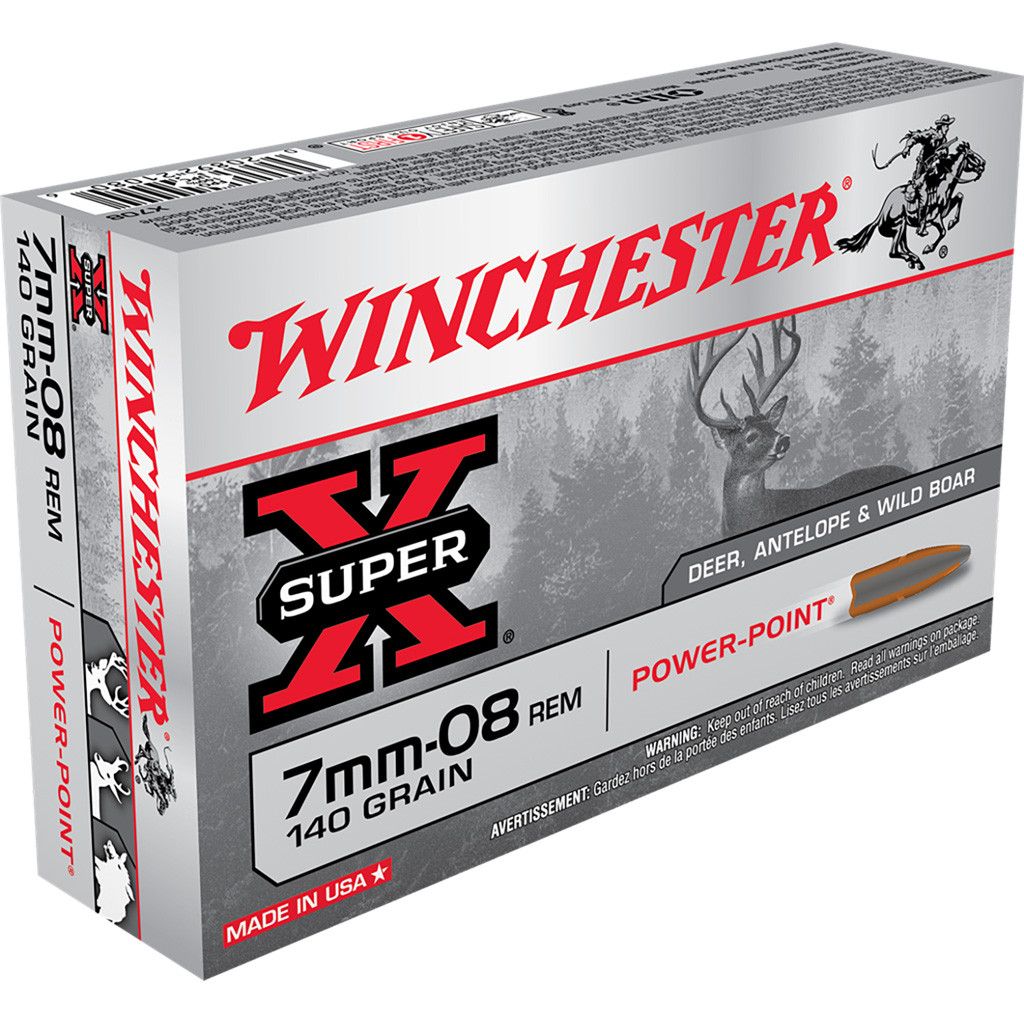 Winchester Super-X Rifle Ammo 7mm-08 Rem 140 gr. Power-Point 20 rd.
