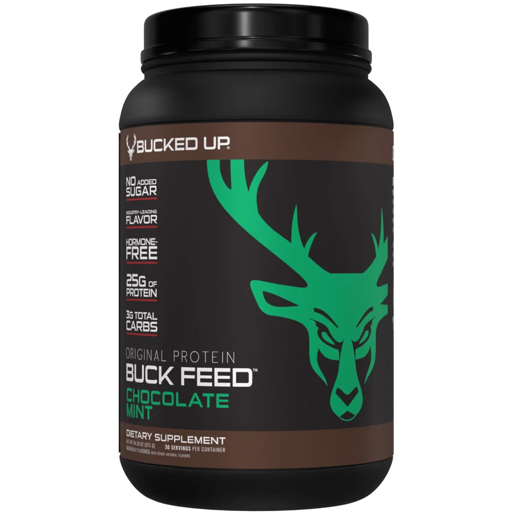 Bucked Up Buck Feed Protein Chocolate Mint 30 Serving Tub