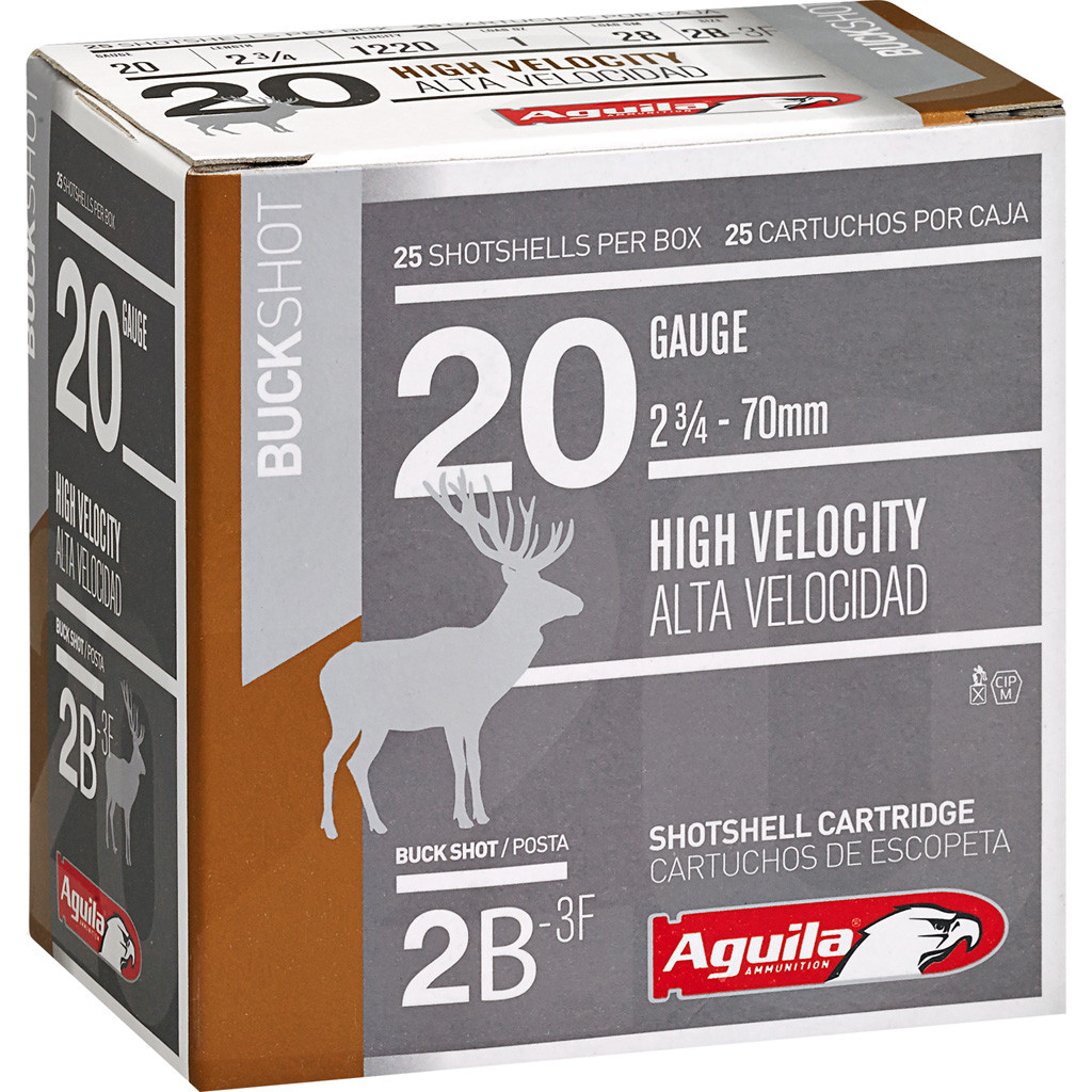 Aguila High Velocity Shotgun Game Load 20 ga. 2.75 in. 2 Buck Shot 25 rd.