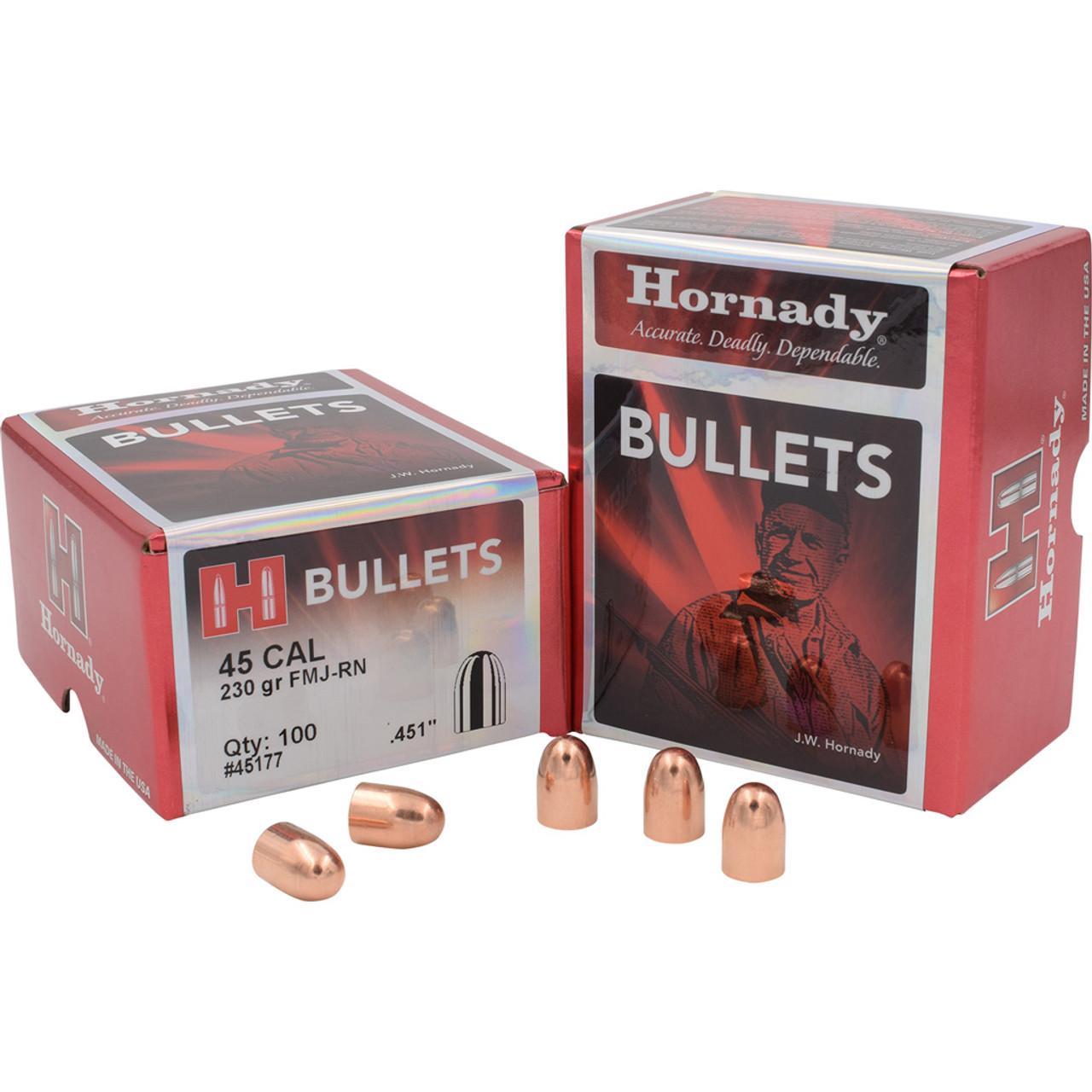 Hornady FMJ Round Nose Bullets 45 cal. .451 in. 230 gr. 100 pk