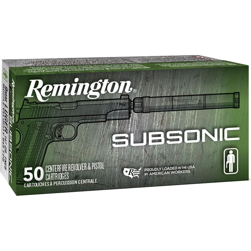 Remington Subsonic Handgun Ammo 9mm 147 gr. FNEB 50 rd.