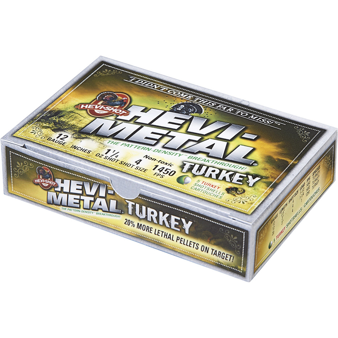 Hevi Shot Hevi Metal Turkey Loads 12 ga. 3.5 in. 1 1/4 oz. 4 Shot 5 rd. Hevi Shot Hevi Metal Turkey Loads 12 ga. 3.5 in. 1 1/4 oz. 4 Shot 5 rd.