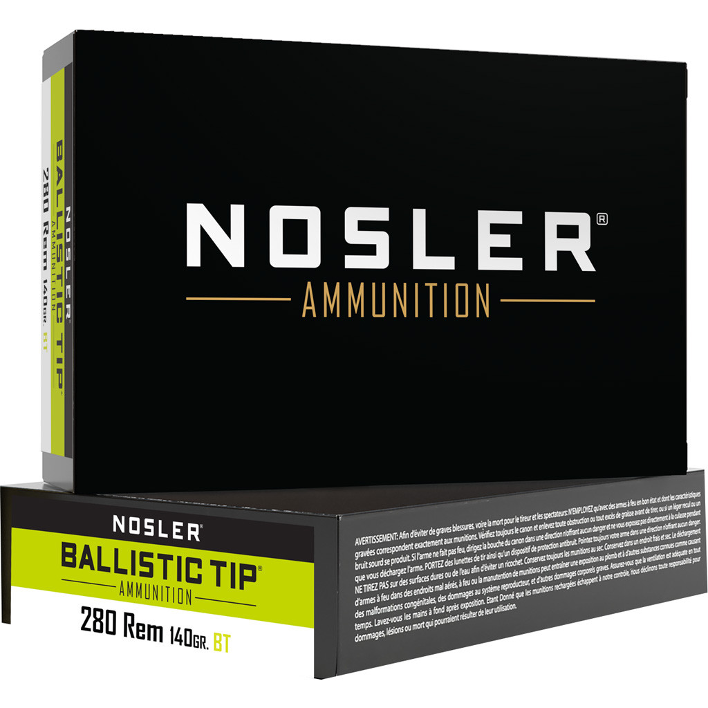Nosler Ballistic Tip Rifle Ammunition 280 Rem. 140 gr. BT SP 20 rd.