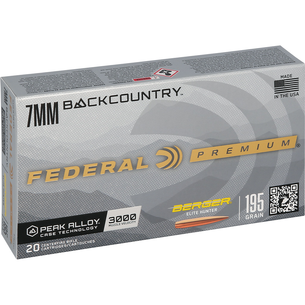 Federal Premium Rifle Ammo 7mm Backcountry 195 gr. Berger Elite 20 rd.