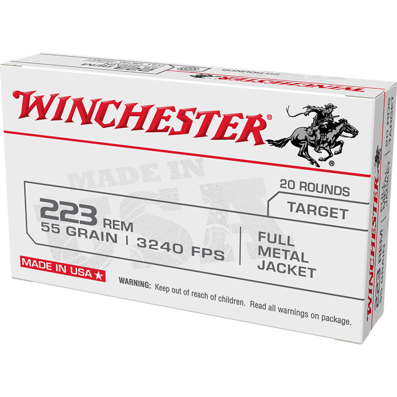 Winchester USA Rifle Ammo 223 Rem. 55 gr. FMJ 20 rd.