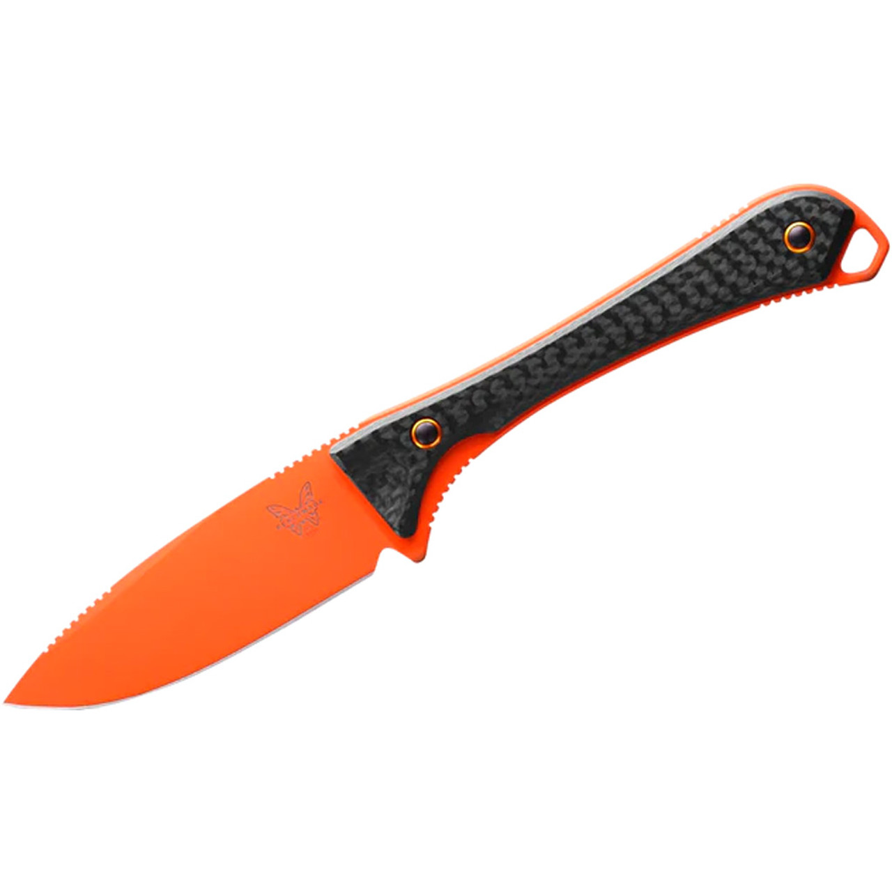 Benchmade Altitude Fixed Blade Knife Orange Blade Carbon Fiber Grips