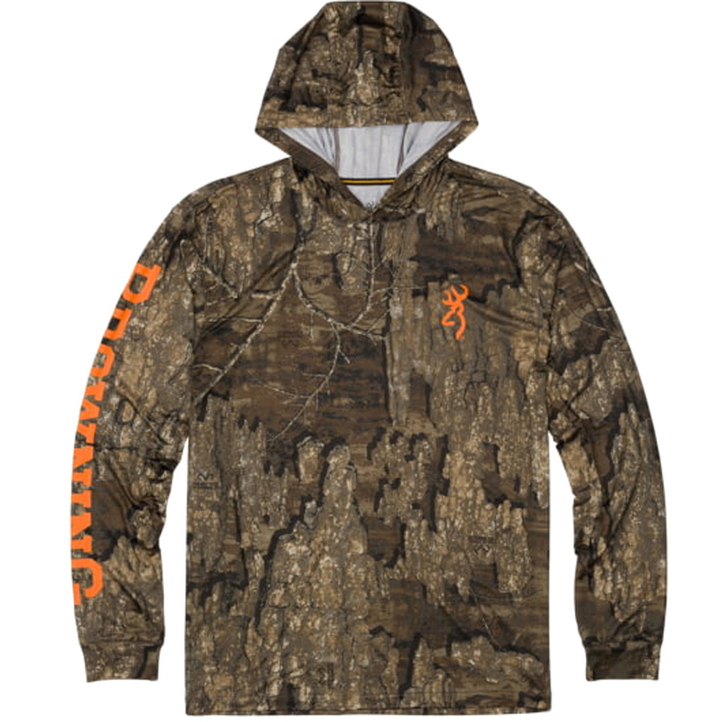 Browning Long Sleeve Hooded Tech Tee Real Tree Timber
