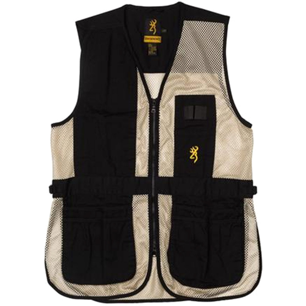 Browning Trapper Creek Mesh Shooting Vest Large Tan Black Right Hand