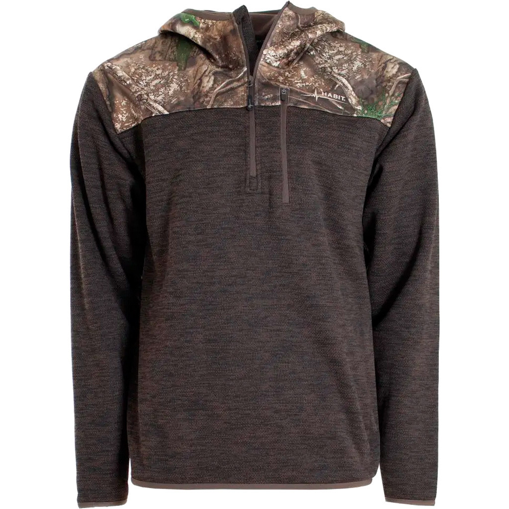 Habit Men's 1/4 Zip Hooded Fleece Pullover Realtree APX / Turkish Coffee
