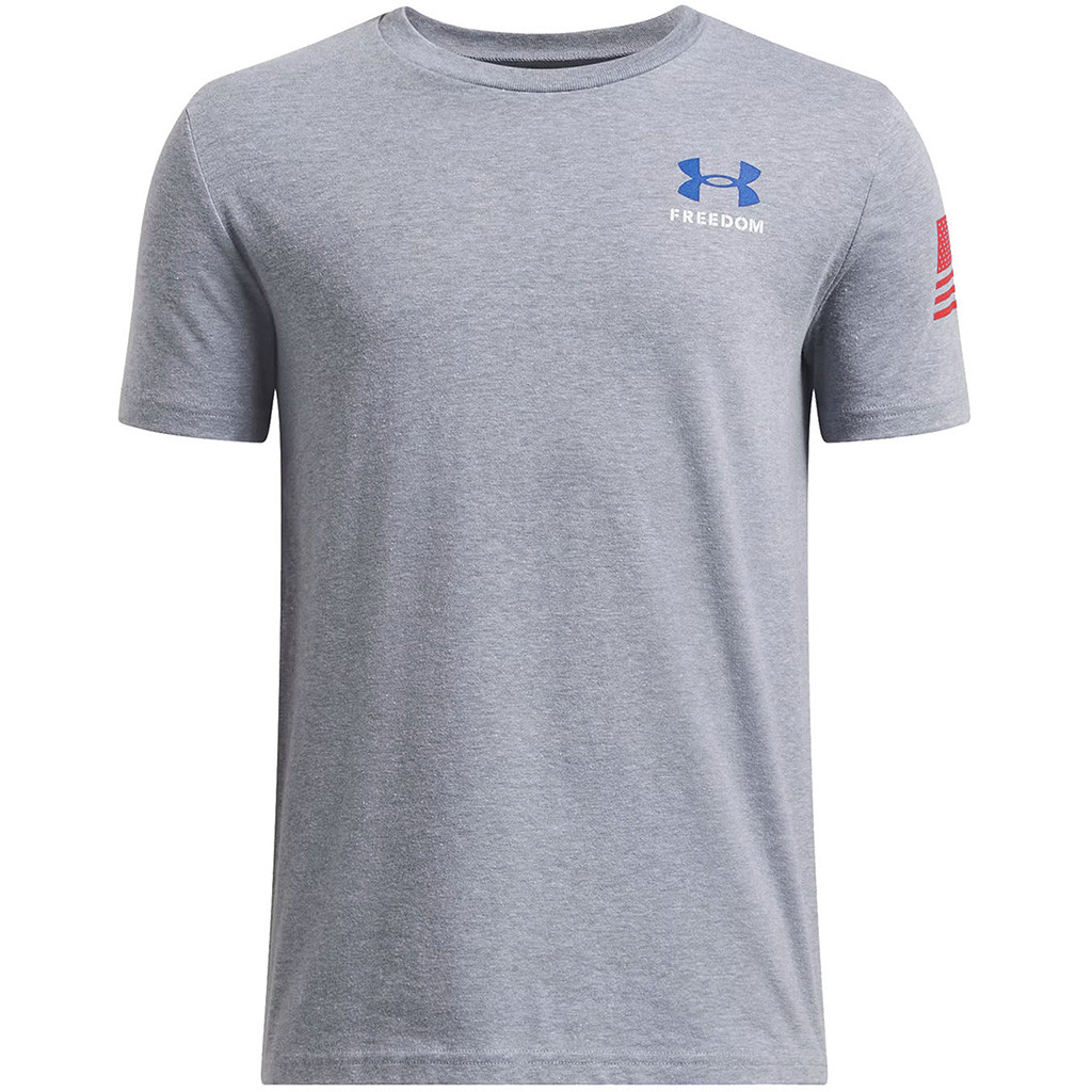 Boys' UA Freedom Flag Short Sleeve STEEL LIGHT HEATHER--Red