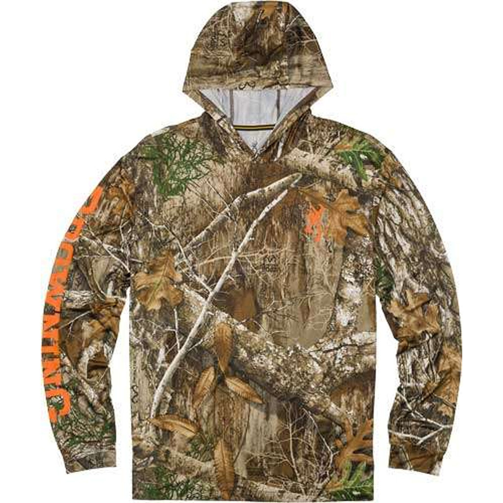 Browning Long Sleeve Hooded Tech Tee Real Tree Edge
