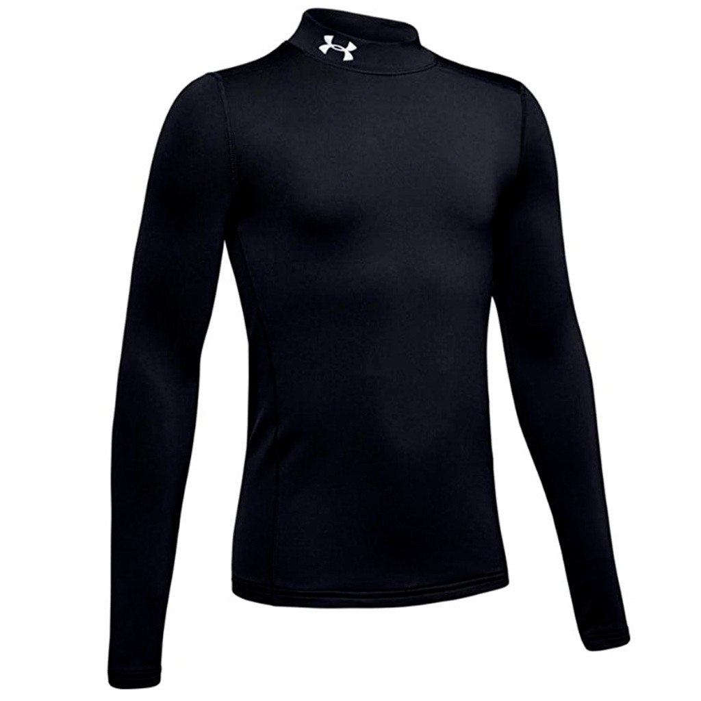 UA Boys Armour Coldgear Mock Black Youth XL