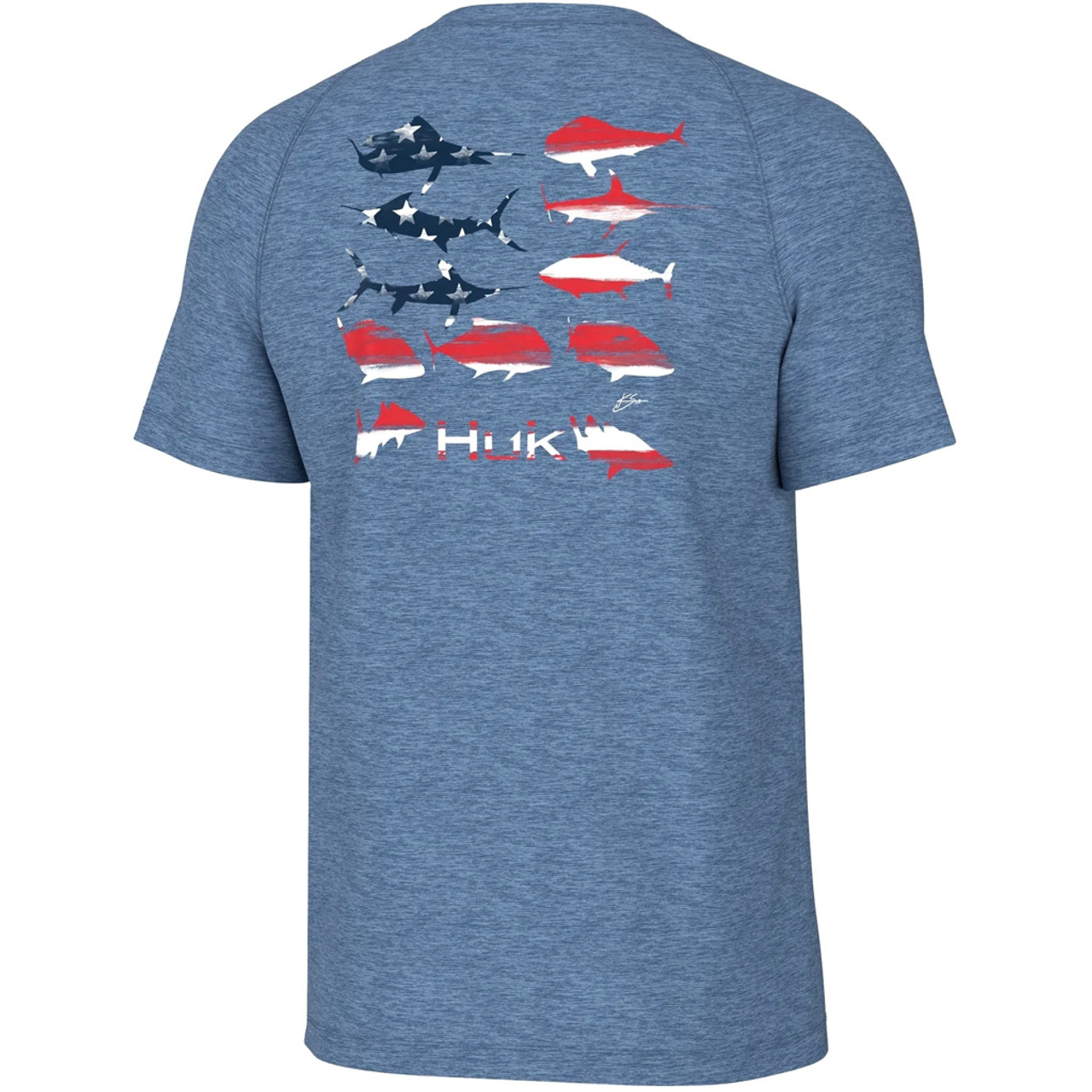 Huk Kc Flag Fish Performance T-Shirt Quiet Harbor Heather