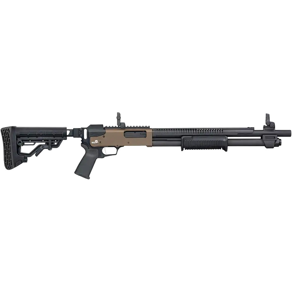 Mossberg 590R Shotgun 12 ga. 18.5 in. FDE 2.75 in. Folding Stock