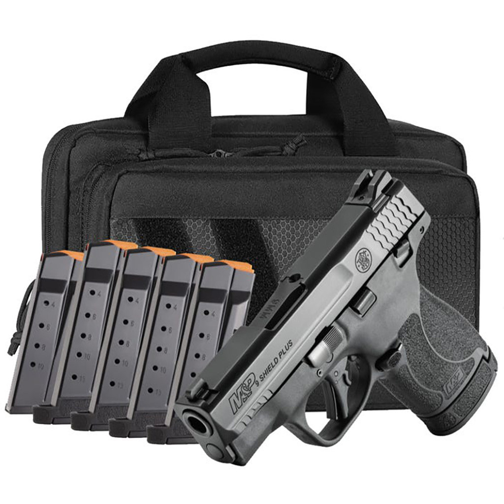 Smith and Wesson Shield Plus Carry on Pistol 9mm 3.1in Barrel 13rd Magazine 6 Mags Range Bag