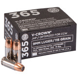 Sig Sauer Elite V-Crown 365Performance Pistol Ammo 9mm 115 gr. JHP 20 rd.