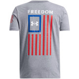 Boys' UA Freedom Flag Short Sleeve STEEL LIGHT HEATHER--Red