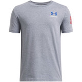 Boys' UA Freedom Flag Short Sleeve STEEL LIGHT HEATHER--Red