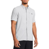 Men's UA Fish Pro Hybrid Woven Short Sleeve Mod Gray--CASTLEROCK