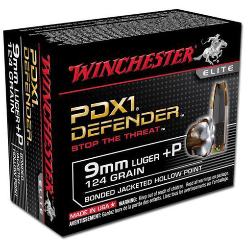 Winchester Defender 9mm Luger 124 Grain Bonded Jacket HP 20 Round  Pistol Ammo