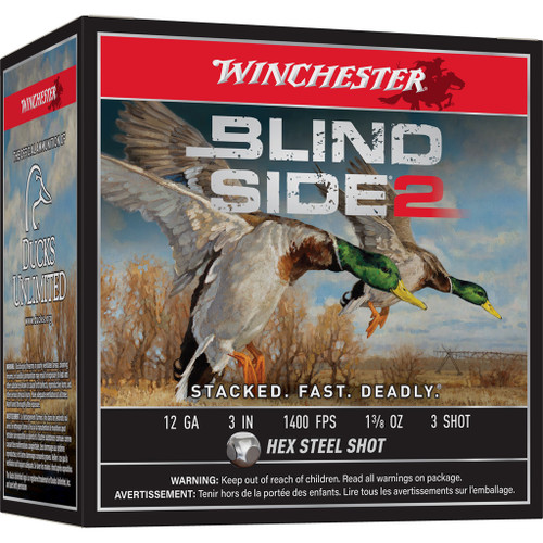 Winchester Blind Side 2 Shotgun Ammo 12 ga. 3 in. 1 3/8 oz. 3 Shot 25 rd.