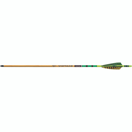 Black Eagle Vintage Traditional Arrows .005 500 Green/Yellow Feathers 6 pk.