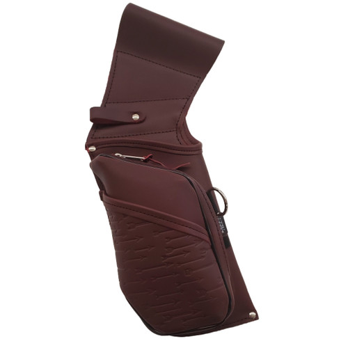 Neet N-490 Leather Field Quiver Burgundy with Basketweave Pockets RH