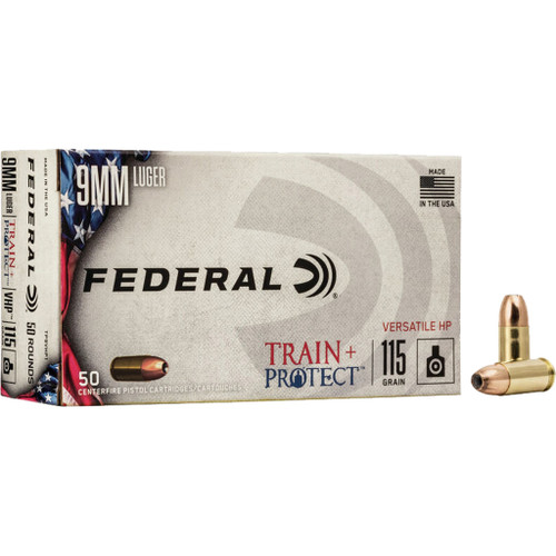 Federal Train + Protect Pistol Ammo 9mm 115 gr. VHP 50 rd.