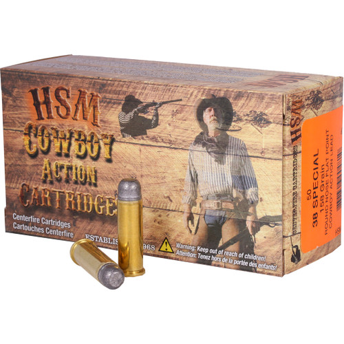 HSM Cowboy Action Handgun Ammunition 38 Special 158 gr. 50 rd.