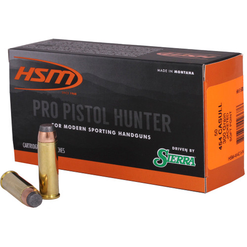 HSM Pro Pistol Hunter Ammunition 454 Casull Sierra JSP 300 gr. 50 rd.