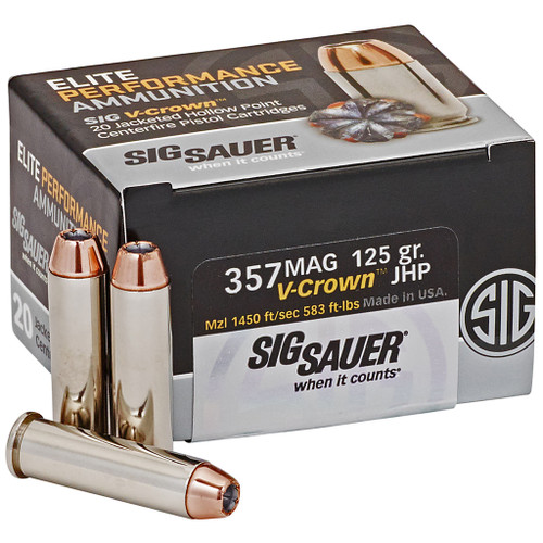 Sig Sauer Elite V-Crown Performance Pistol Ammo 357 Mag. 125 gr. JHP 20 rd.