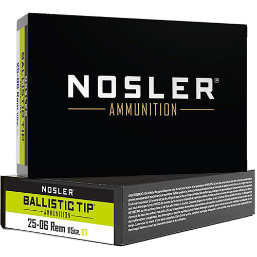 Nosler Ballistic Tip Rifle Ammunition 25-06 Rem. 115 gr. BT SP 20 rd.