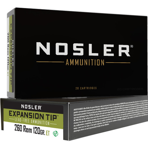 Nosler Expansion Tip Rifle Ammunition 260 Rem. 120 gr. ET SP 20 rd.