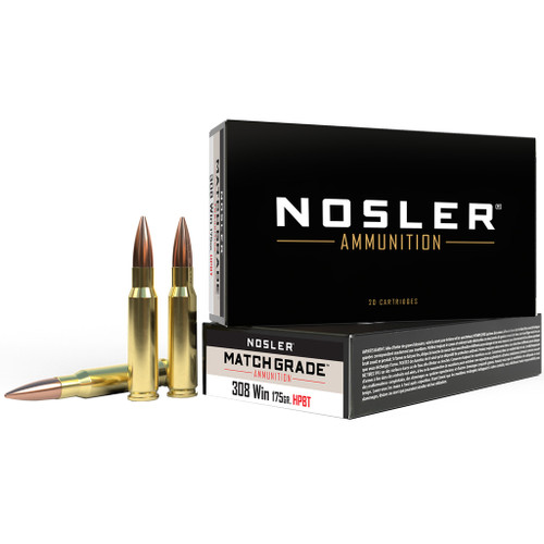 Nosler Match Grade Rifle Ammunition 308 Win. 175 gr. CC HPBT 20 rd.