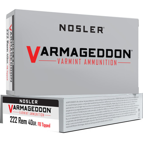 Nosler Varmageddon Rifle Ammunition 222 Rem. 40 gr. VG FBT 20 rd.