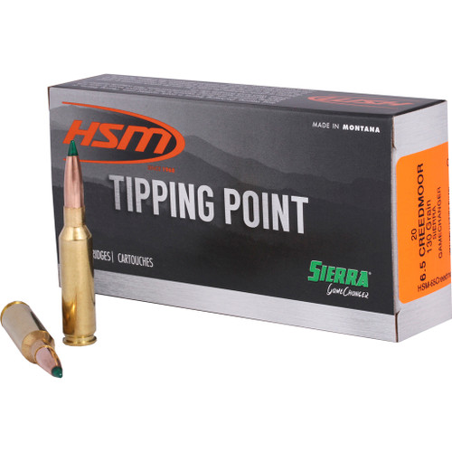 HSM Tipping Point Rifle Ammunition 6.5 Creedmoor Sierra Gamechanger 130 gr, 20 rd.