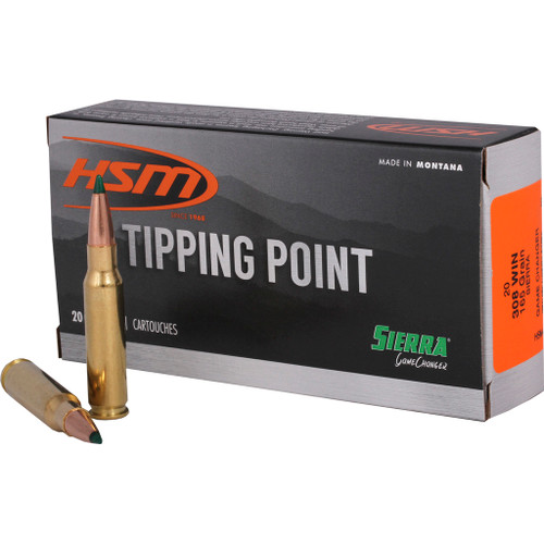 HSM Tipping Point Rifle Ammunition 308 Win. Sierra Gamechanger 165 gr. 20 rd.