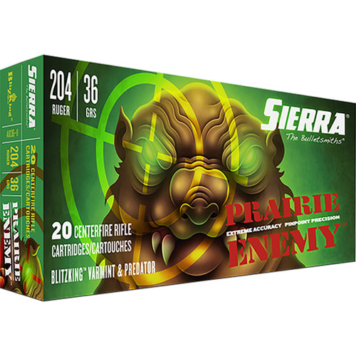 Sierra Prairie Enemy Rifle Ammo 204 Ruger 36 gr. BlitzKing