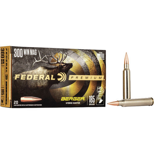 Federal Premium Rifle Ammo 300 Win. Mag. 185 gr. Berger Hybrid Hunter 20 rd.