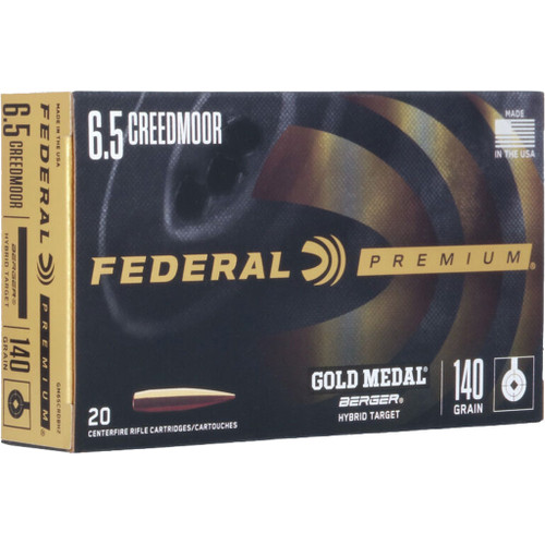 Federal Gold Medal Rifle Ammo 6.5 Creedmoor 140 gr. Berger Hybrid Target 20 rd.