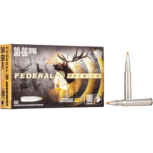 Federal Premium Rifle Ammo 30-06 Sprg. 180 gr. Trophy Bonded Tip 20 rd.