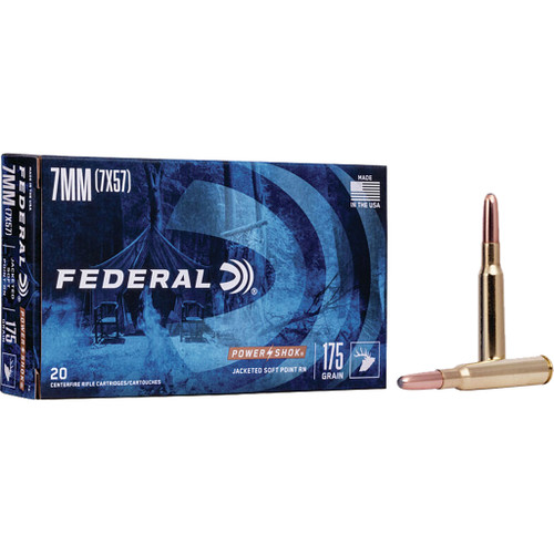 Federal Power-Shok Rifle Ammo 7mm Mauser 175 gr. Jacketed Soft Point 20 rd.