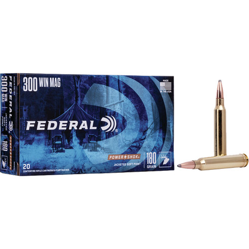 Federal Power-Shok Rifle Ammo 300 Win Mag 180 gr. Jacketed Soft Point 20 rd.