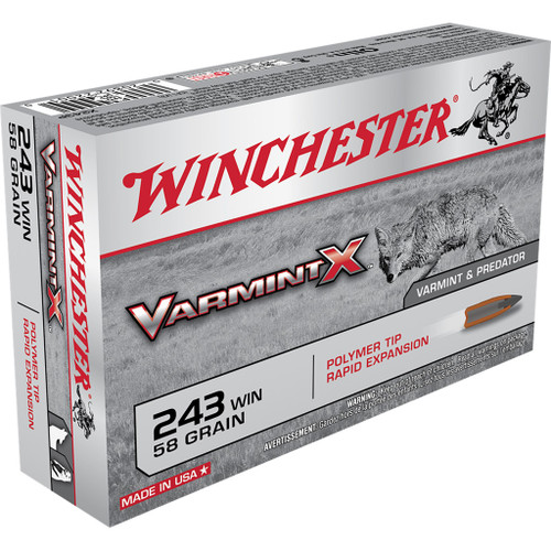 Winchester Varmint-X Rifle Ammo 243 Win 58 gr. Polymer Tip 20 rd.