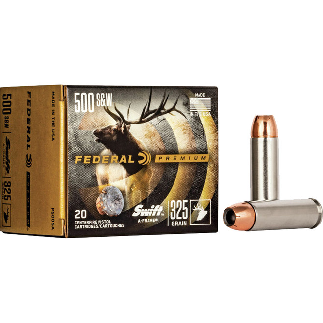 Federal Premium Pistol Ammo 500 S&W Mag. 325 gr. Swift A-Frame 20 rd.