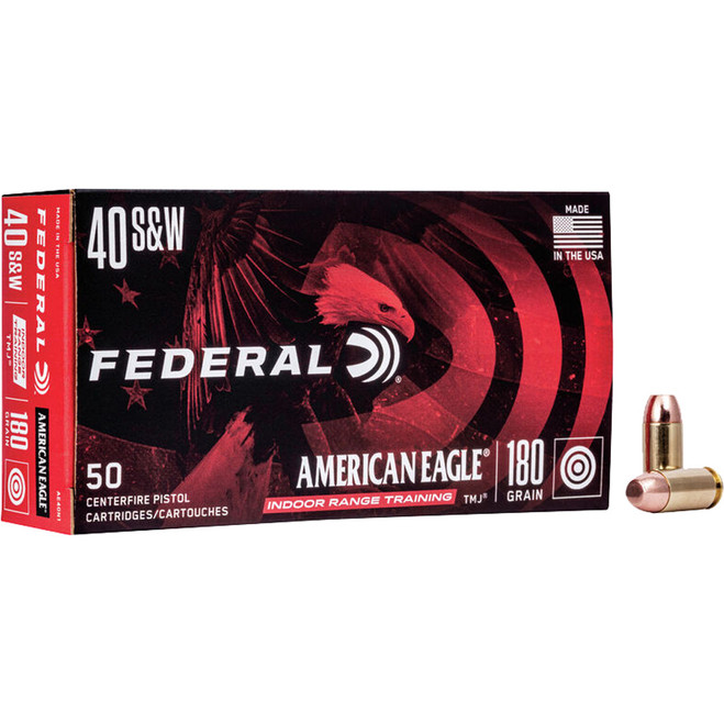 Federal American Eagle Pistol Ammo 40 S&W 180 gr. TMJ 50 rd. Federal American Eagle Pistol Ammo 40 S&W 180 gr. TMJ 50 rd.