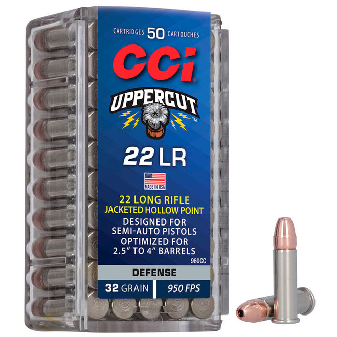 CCI 22 Long Rifle Rimfire Ammo 22 LR Uppercut 32 gr. Plated HP 50 rd.