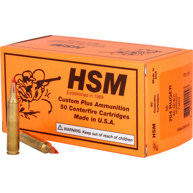 HSM Varmint Rifle Ammunition 204 Ruger V-Max 40 gr. 50 rd.