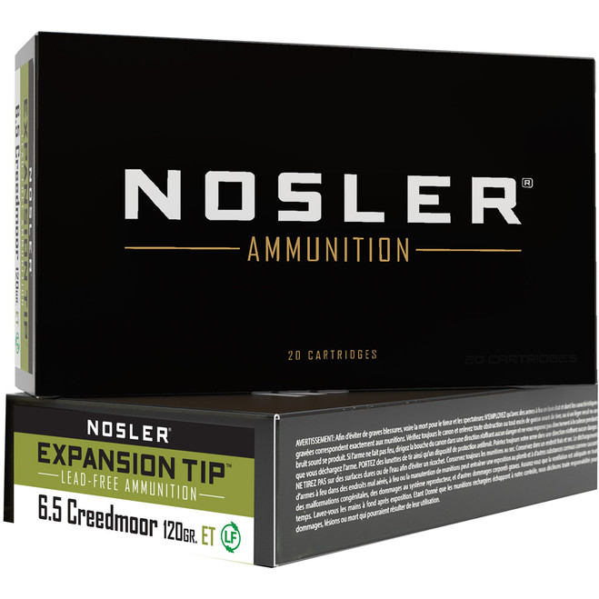 Nosler Expansion Tip Rifle Ammunition 6.5mm Creedmoor 120 gr. ET SP 20 rd. Nosler Expansion Tip Rifle Ammunition 6.5mm Creedmoor 120 gr. ET SP 20 rd.